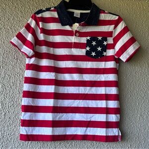 Gymboree Red and White Striped Polo with Star Pocket American Flag boy 8  NWT